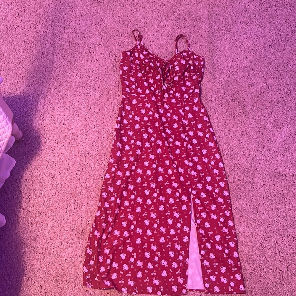 SHEIN midi orange floral dress size small